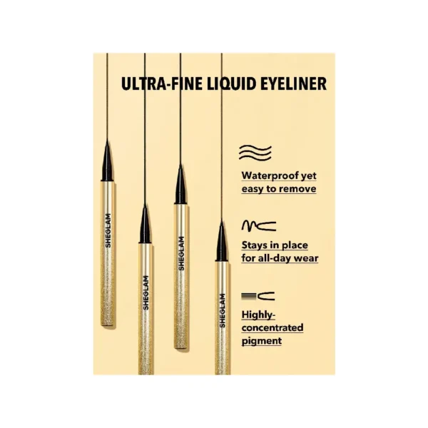 خط چشم ماژیکی شیگلم مشکی (طلایی) Black Felt-tip Eyeliner - Image 3